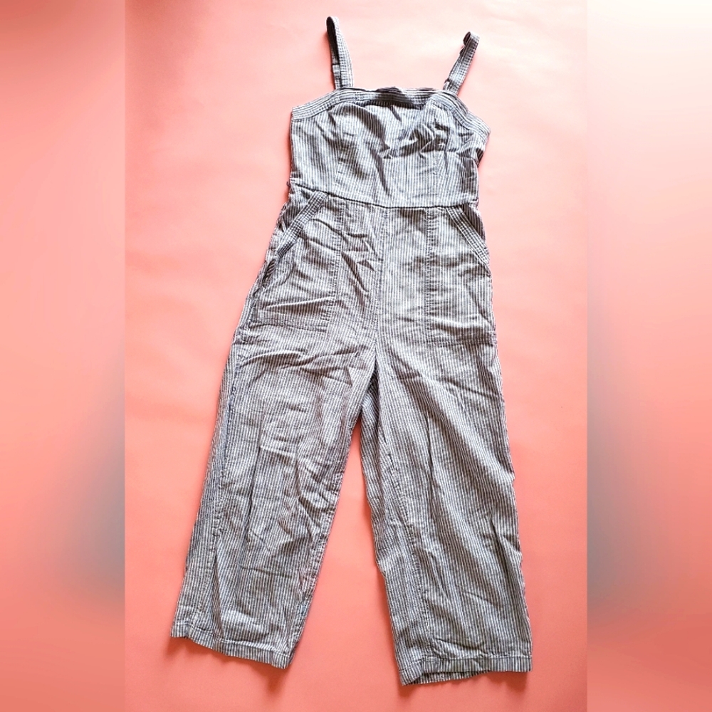 Old Navy Cotton Striped Jumpsuit with Adjustable Straps